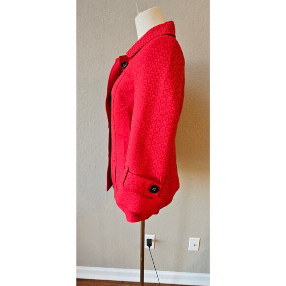 Vintage Mary Kay Women's Consultant Office Career Trench Coat Jacket Size SP Red - Picture 5 of 8